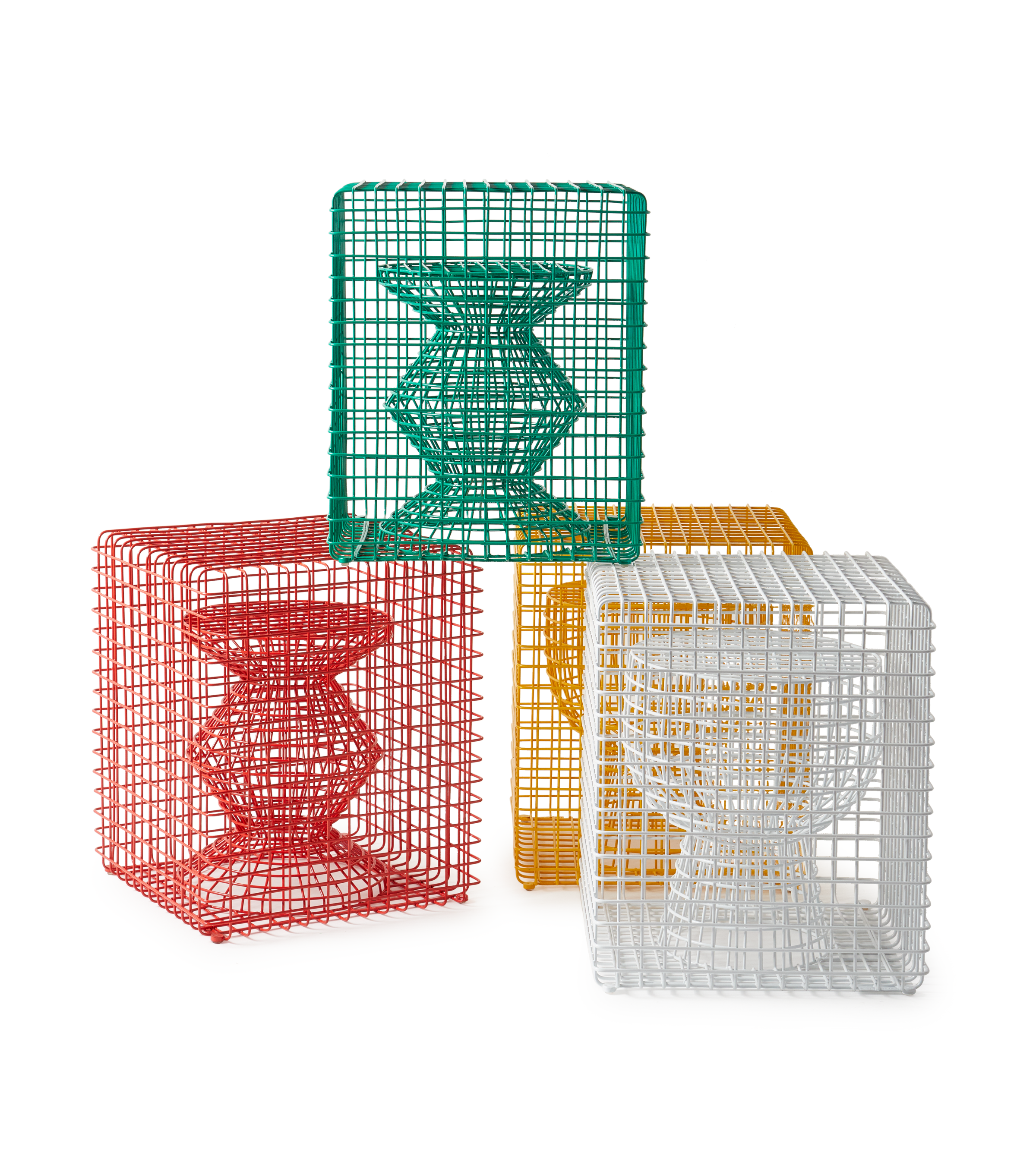 Dekorativní stoleček ZIG ZAG WIRE červený