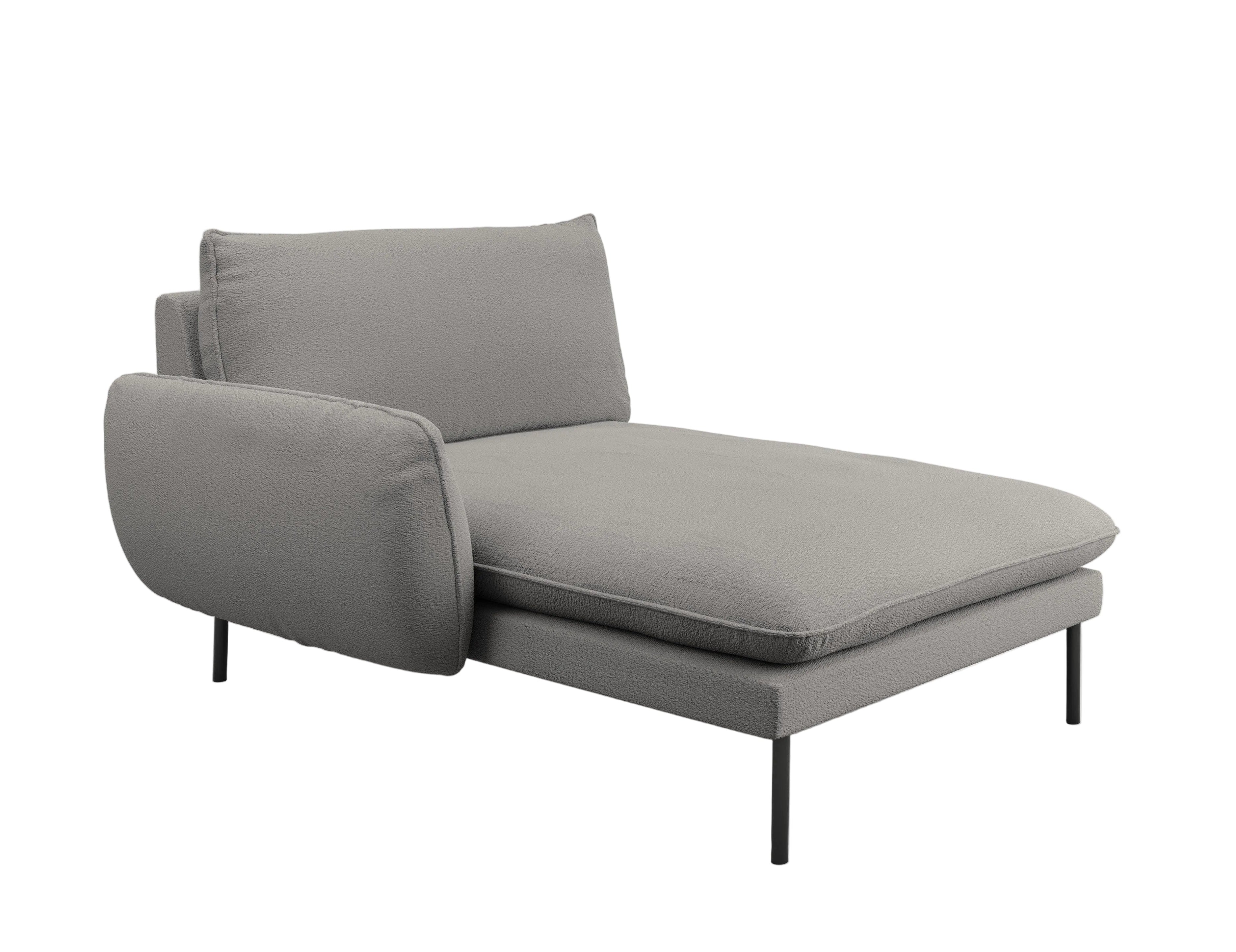 Szezlong w tkaninie boucle lewostronny VIENNA szary z czarną podstawą Cosmopolitan Design    Eye on Design