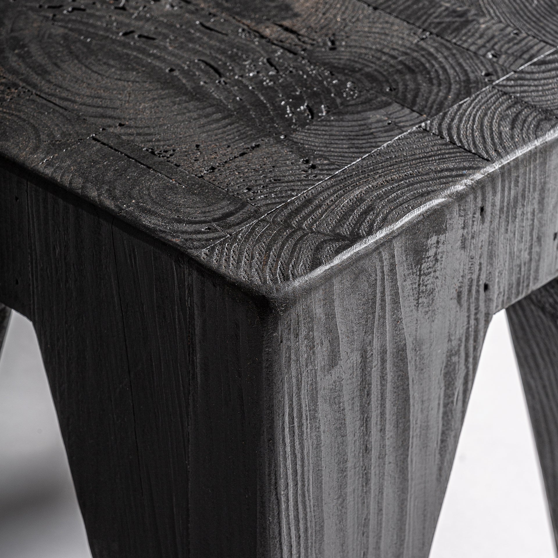 BRUSCHAL Side Table in Recycled Black Pine Wood