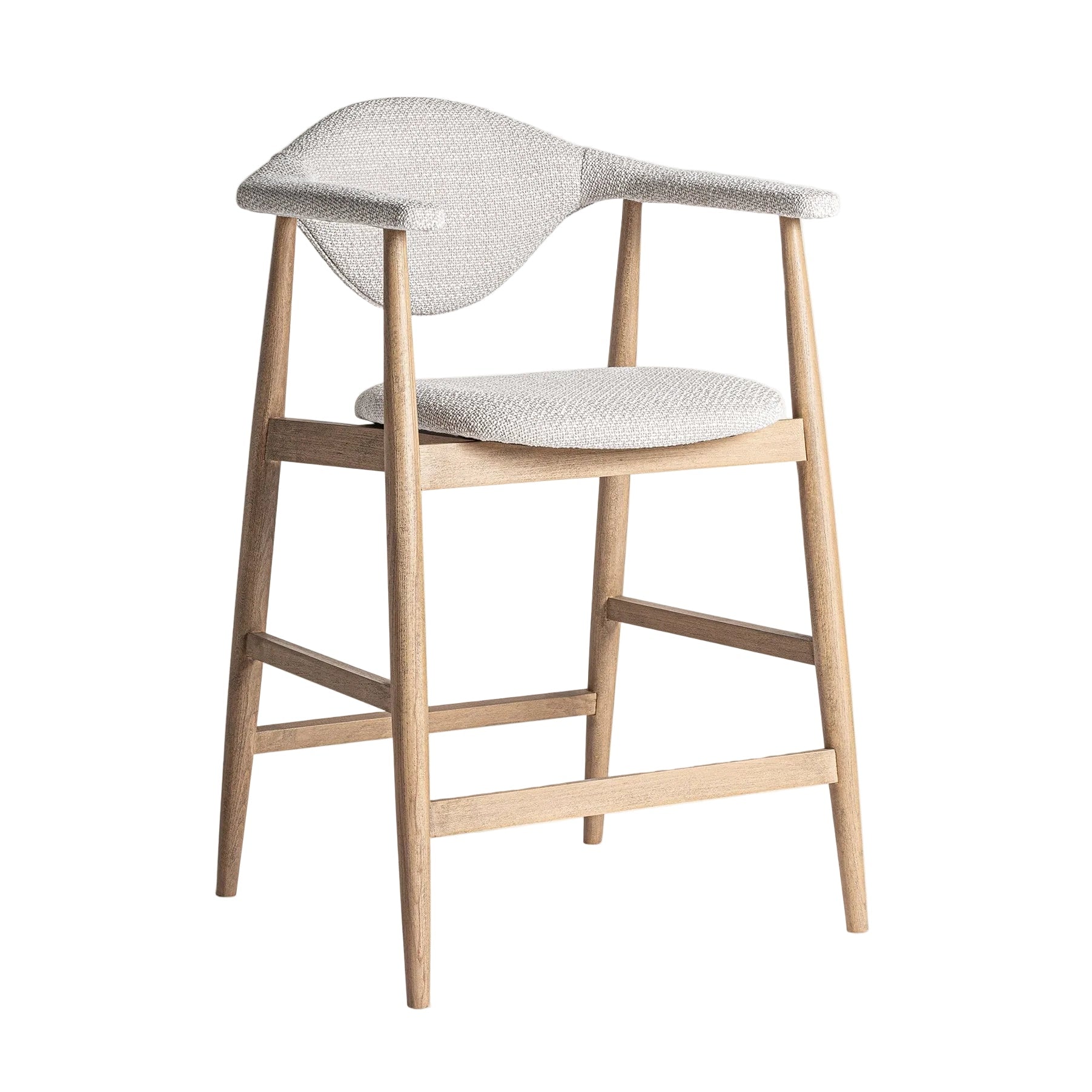 DILBEEK Bar Stool Beige with Beech Base