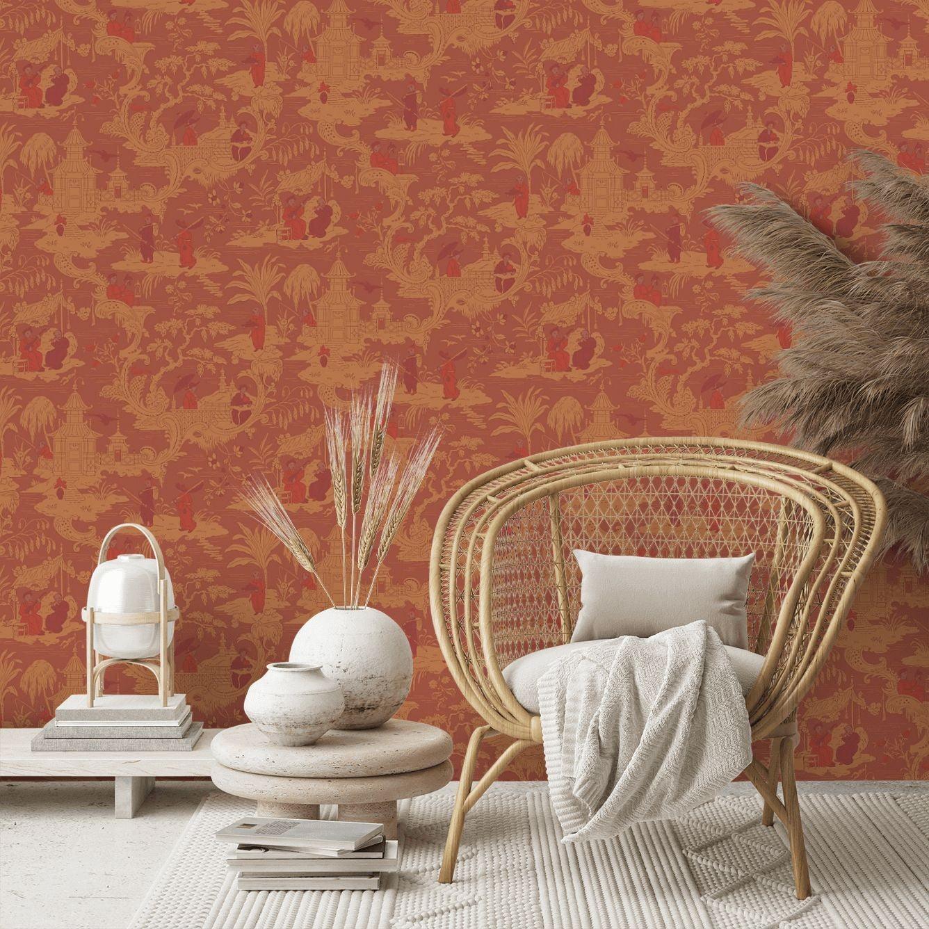 Wallpaper with Oriental motif ARCHIVE ANTHOLOGY - Blue Chinese Toile