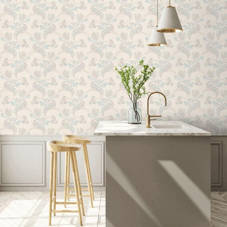 Wallpaper with an abstract plant pattern ARCHIVE TRADITIONAL - Beige Hartford