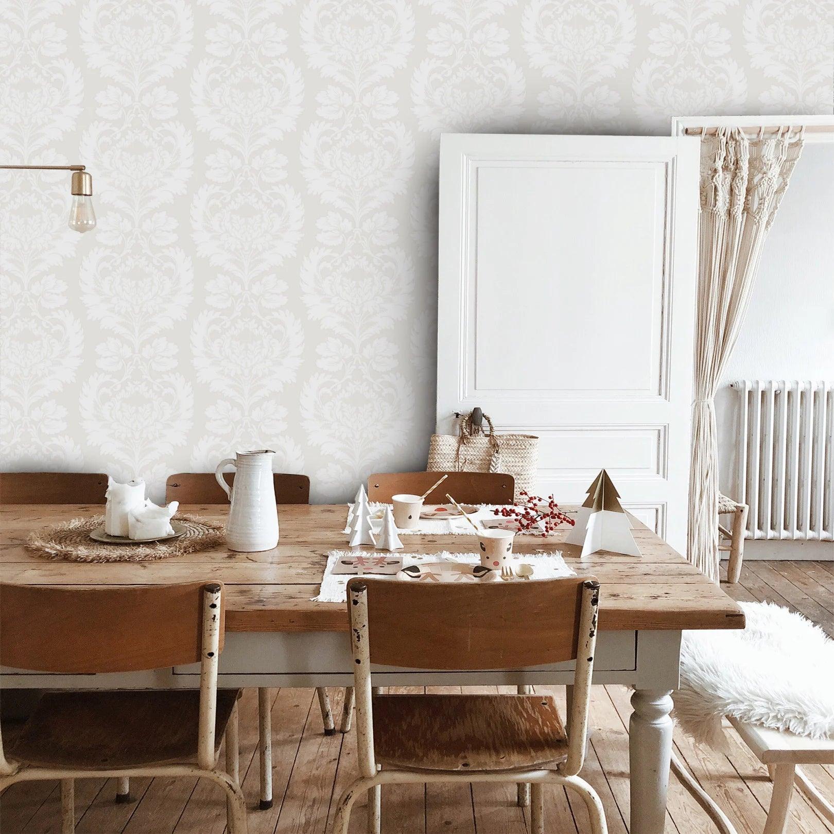 Wallpaper with a plant ornament motif ARCHIVE TRADITIONAL - Hovingham sand