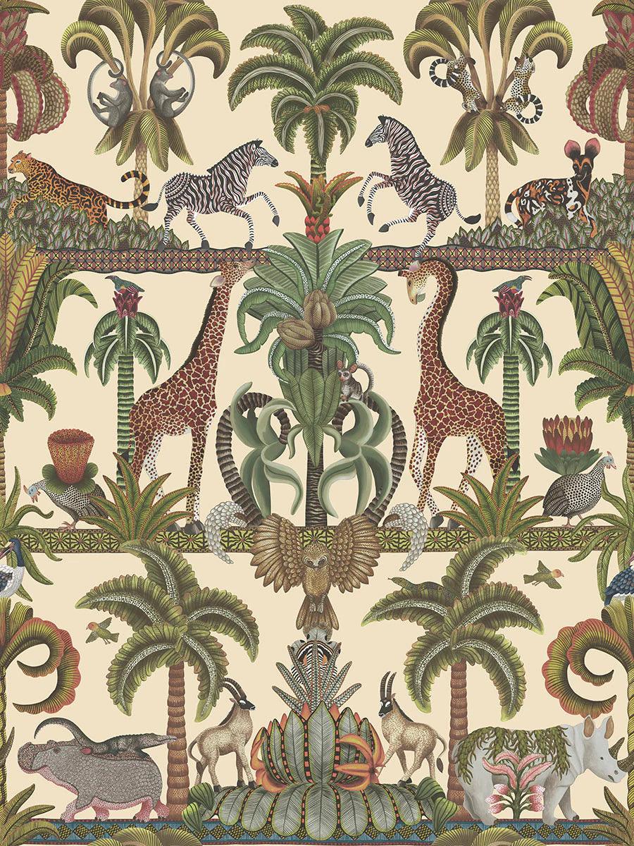 Tapeta s motivem zvířat a rostlin ARDMORE JABULA - Afrika Kingdom krémová
