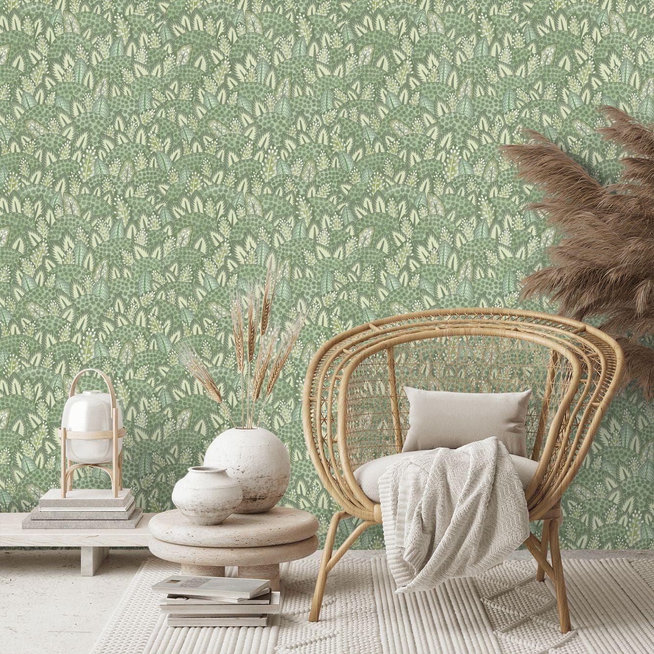 Wallpaper with a plant motif of ARDMORE JABULA - Zulu Terrain blue