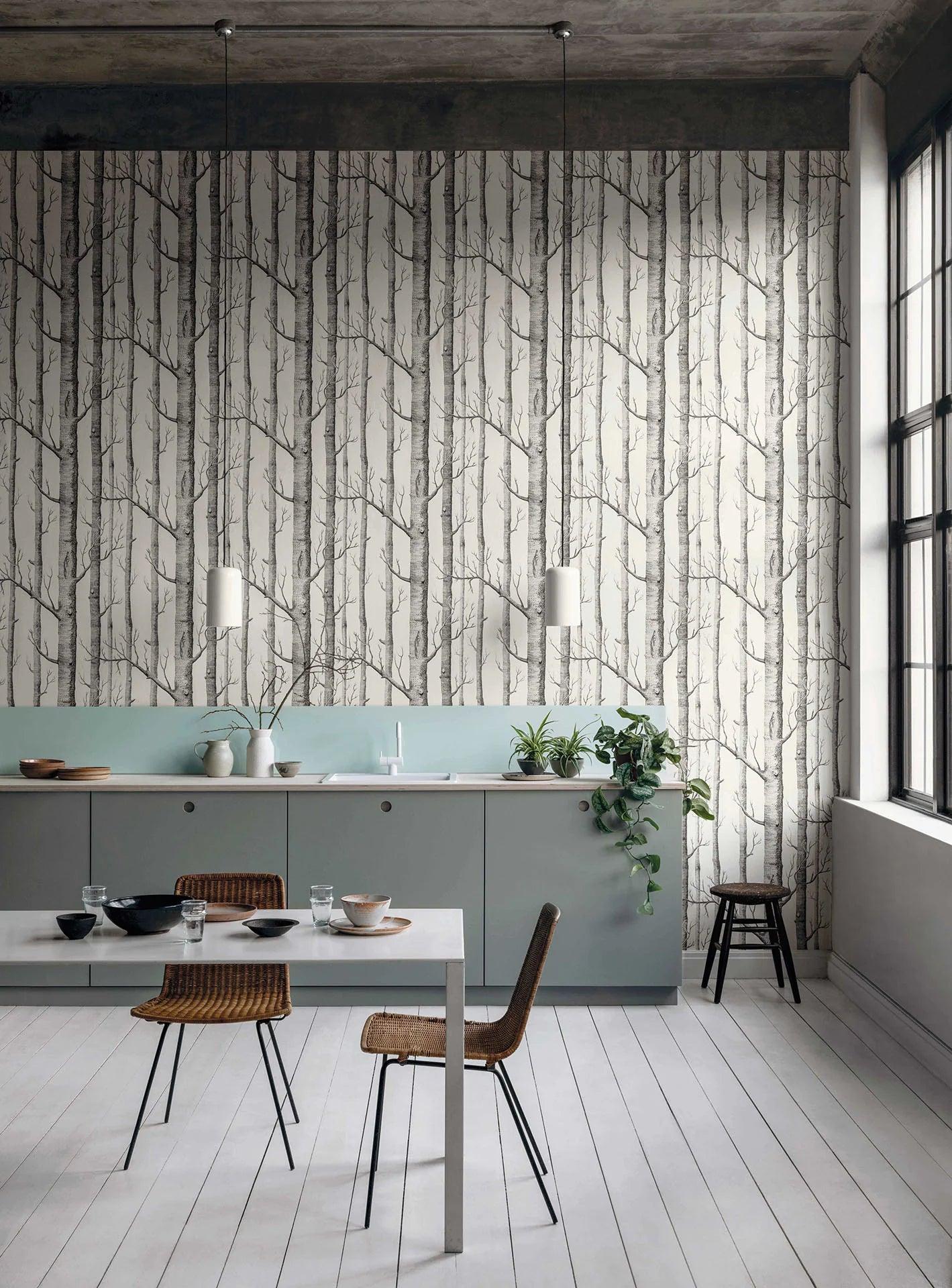 Wallpaper with a plant motif of trees and forest CONTEMPORARY COLLECTION - Woods yellow