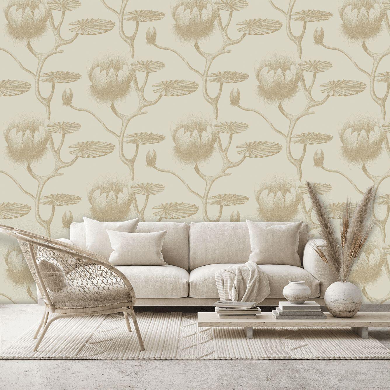 Contemporary Restyled Floral Wallpaper - Blue Lily