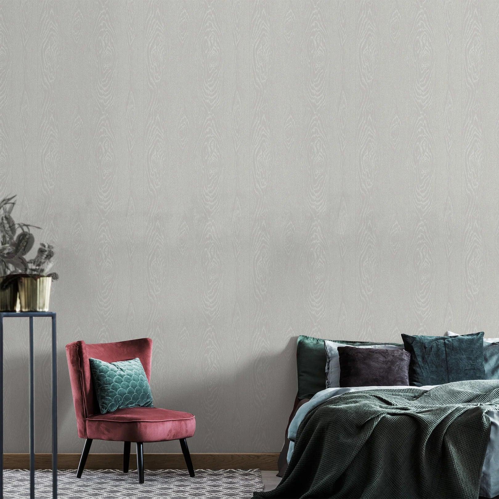 CURIO Wallpaper Imitating Wooden Planks - Warm Gray Wood Grain