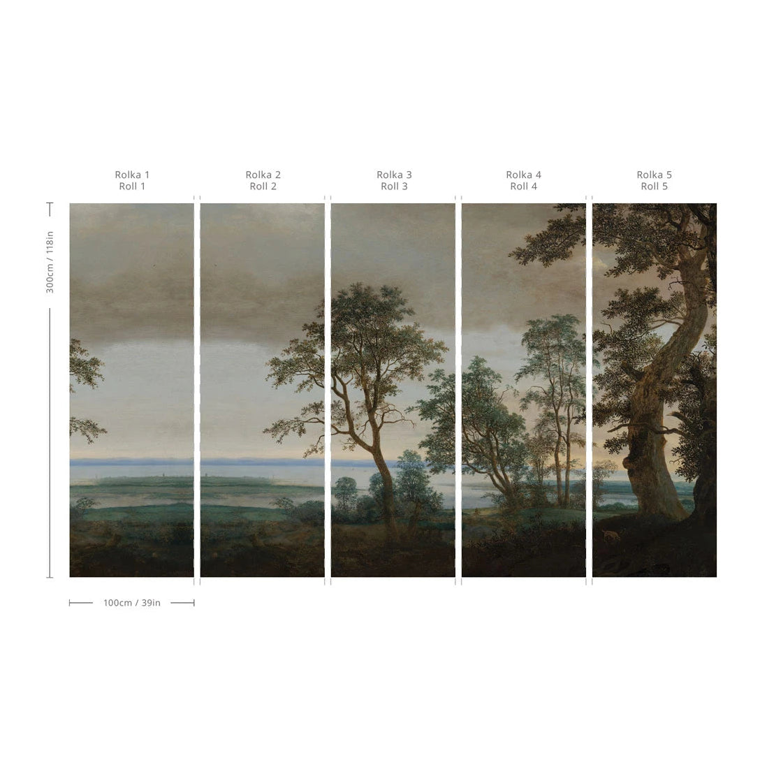 Tapeta flizelinowa z krajobrazem EVENING GROVE brązowy z zielonym