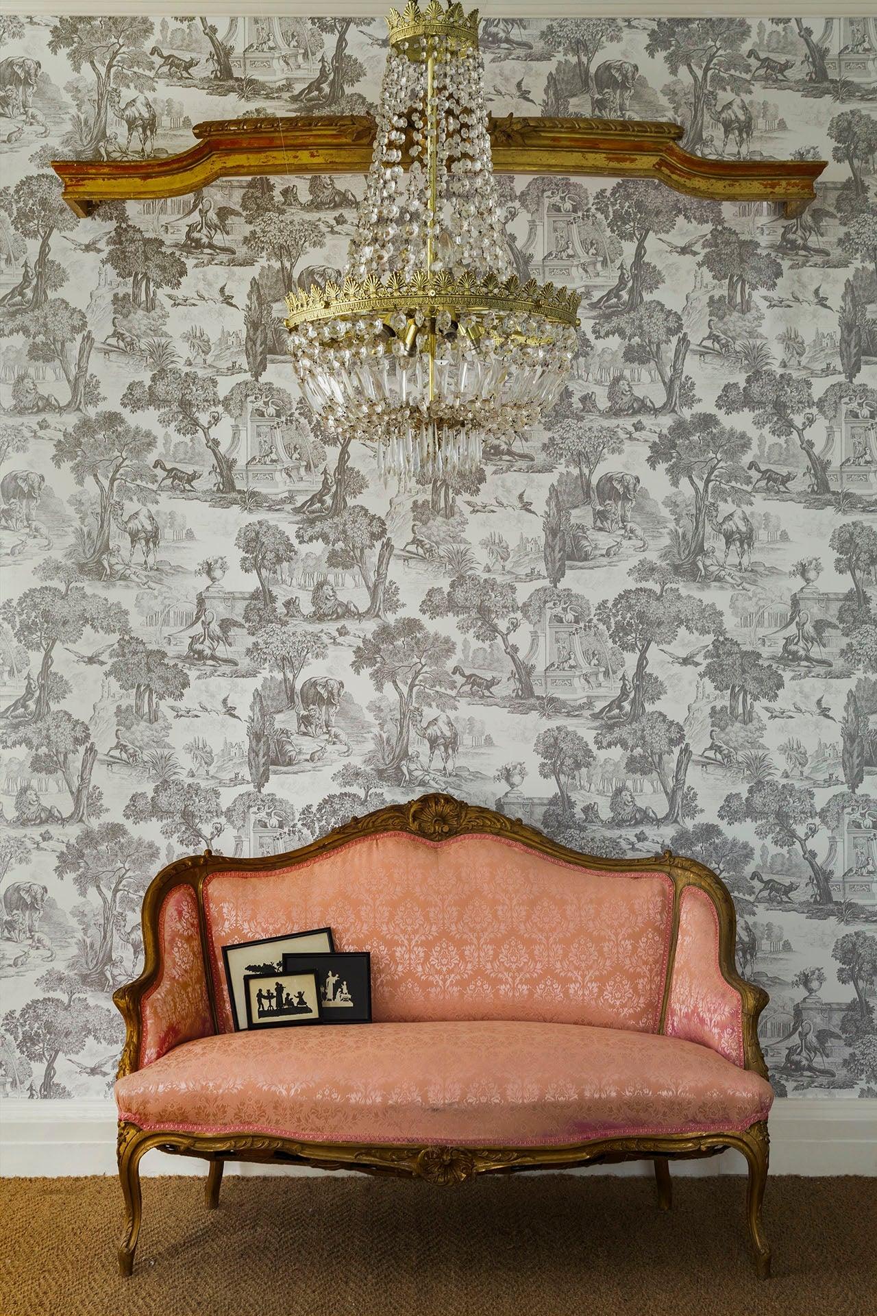 Wallpaper with a landscape of a fairy-tale forest FOLIE - Versailles purple