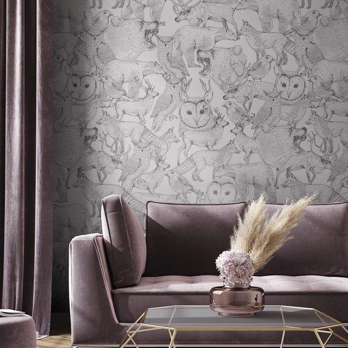 Tapeta FOREST FRIENDS GREY Wallcolors    Eye on Design