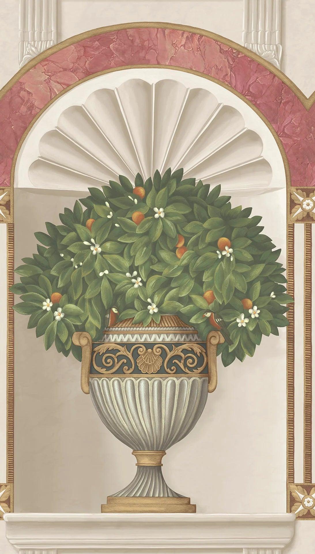 Tapeta s rostlinným motivem HRP GREAT MASTERS - Královská jardiniéra zelená s krémovou