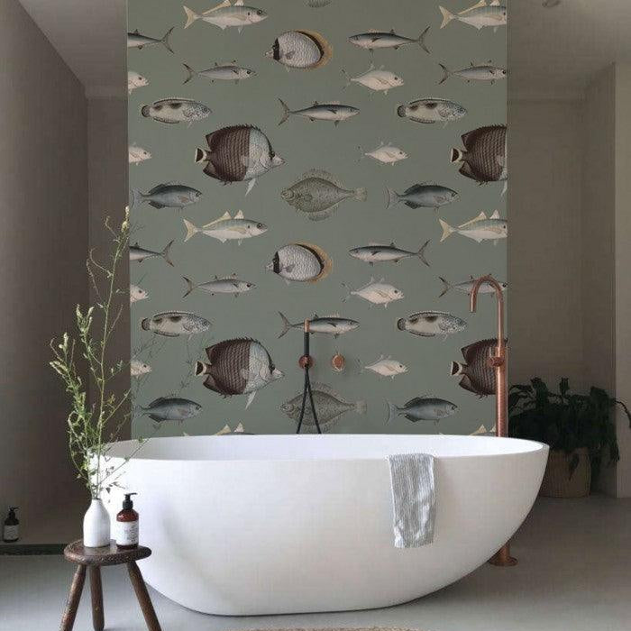 Tapeta UNDER THE SEA retro zielony Wallcolors    Eye on Design