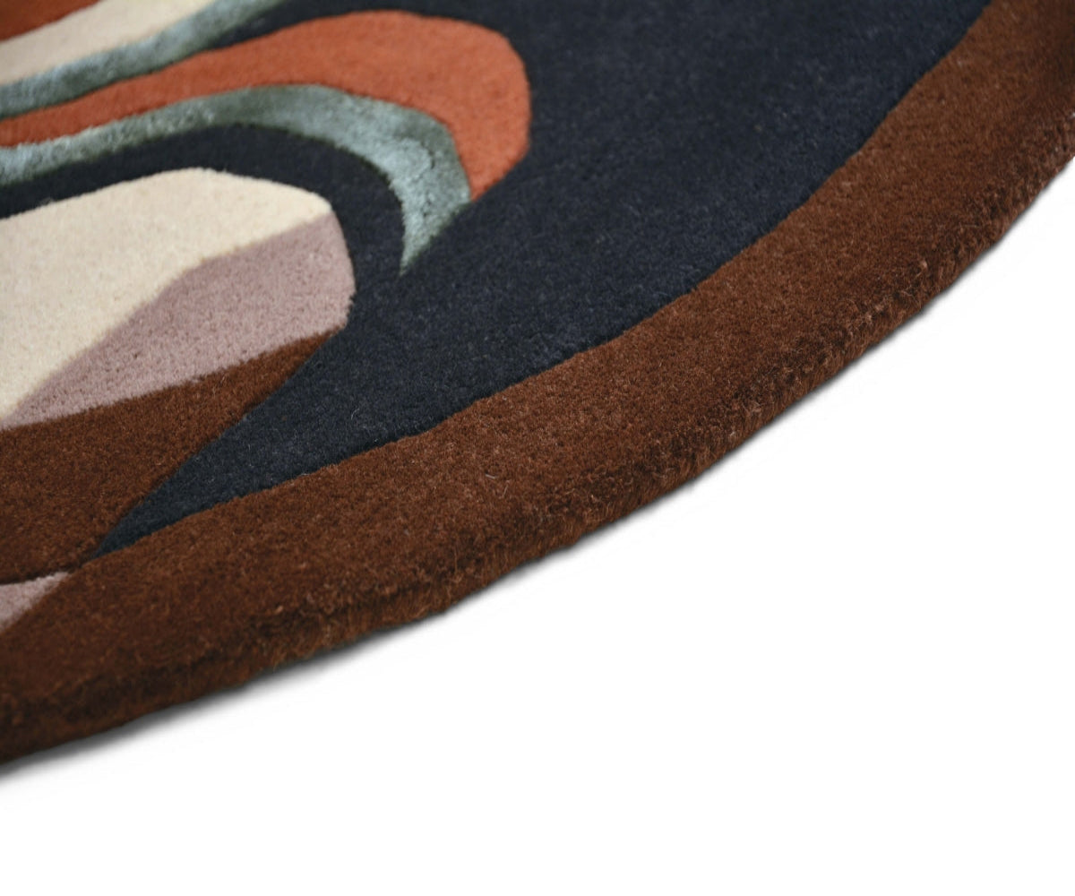 Round rug Zodiac Aquarius brown-beige