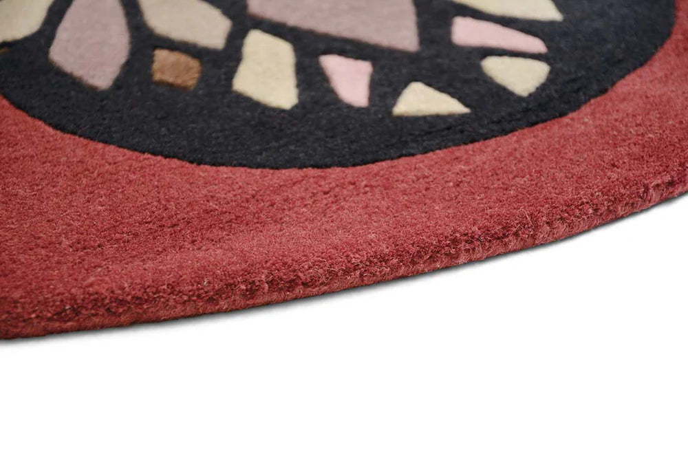 Kulatý koberec ZODIAC ARIES bordovo-bežový