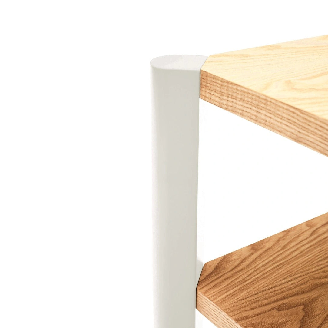 Regál BONA z dubového dřeva s béžovým podstavcem