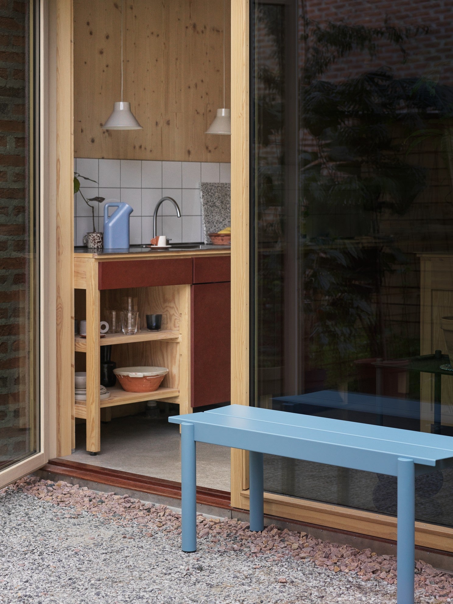 LINEAR Blue Steel Outdoor Bench