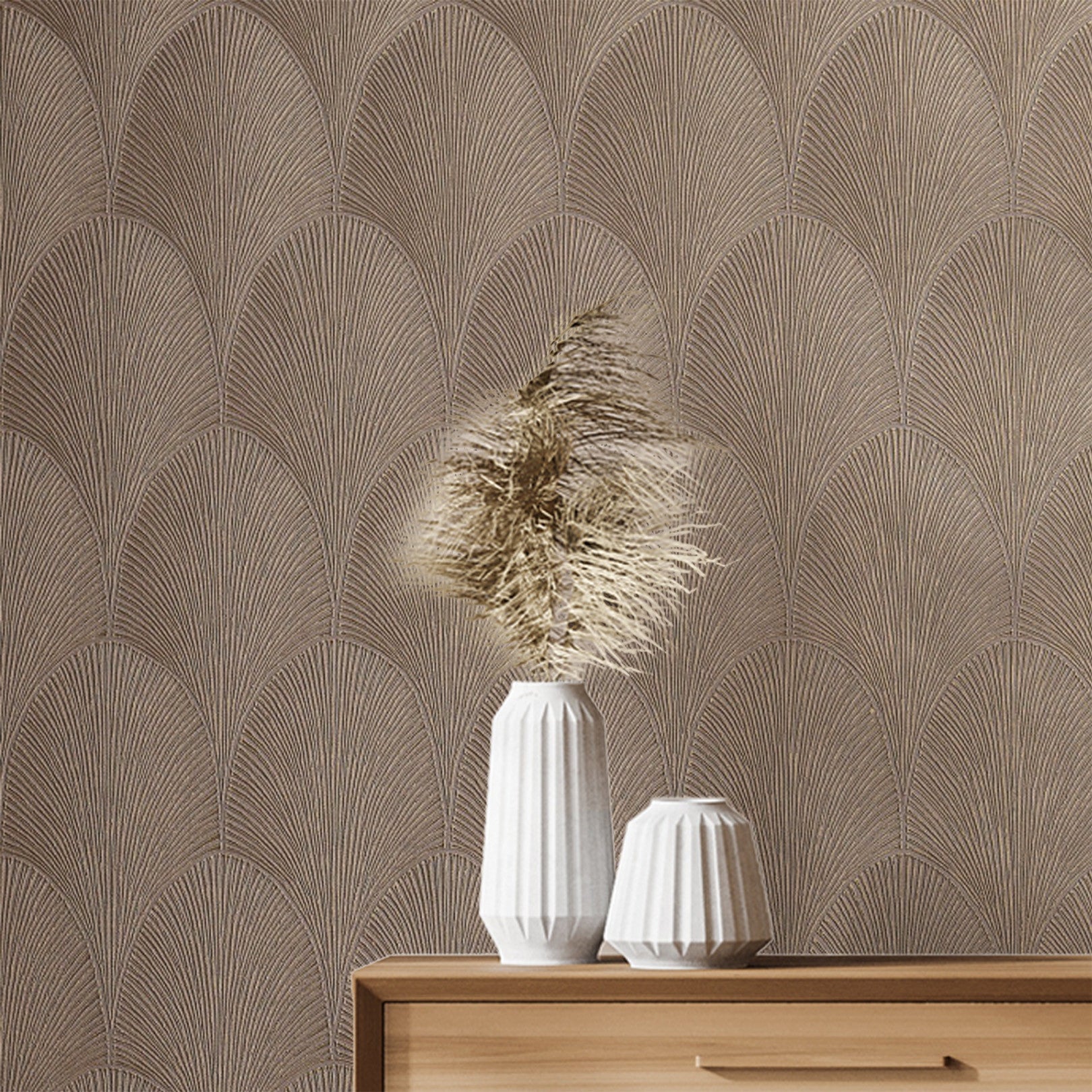 Metallic Wallpaper with Abstract Pattern TOURMALINE - TAUPE taupe