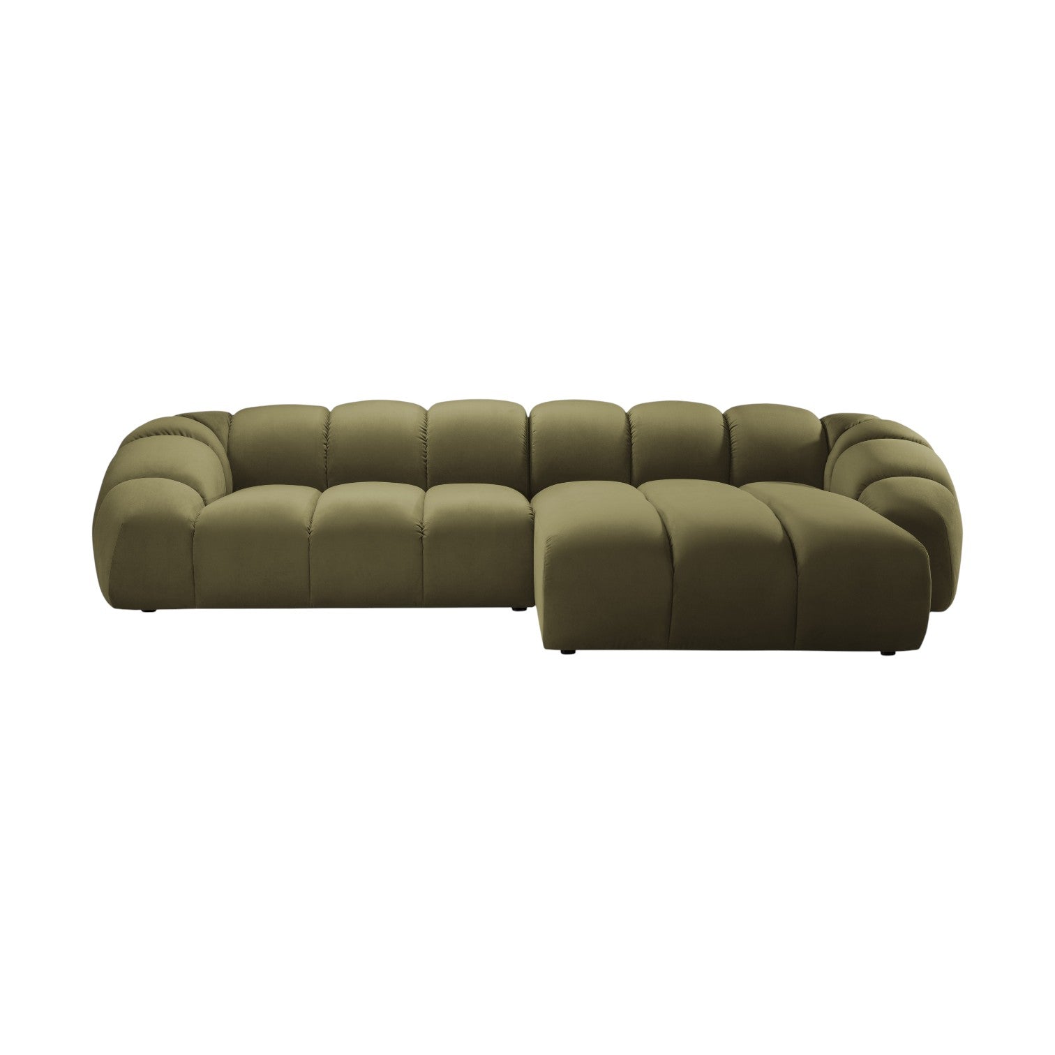 Velvet corner sofa for 4 people right-facing DIANA green
