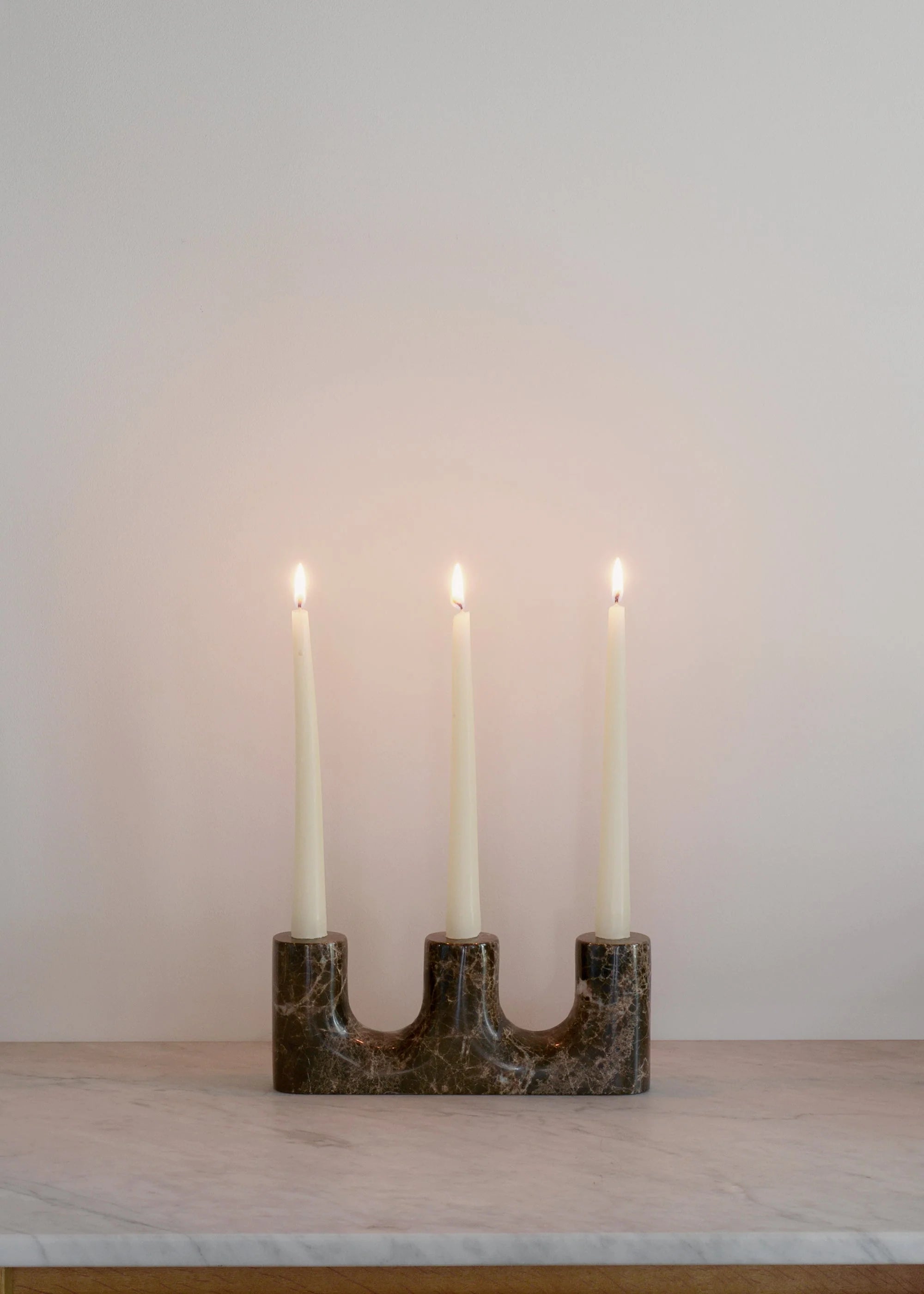 TRILO Candle Holder Brown Marble