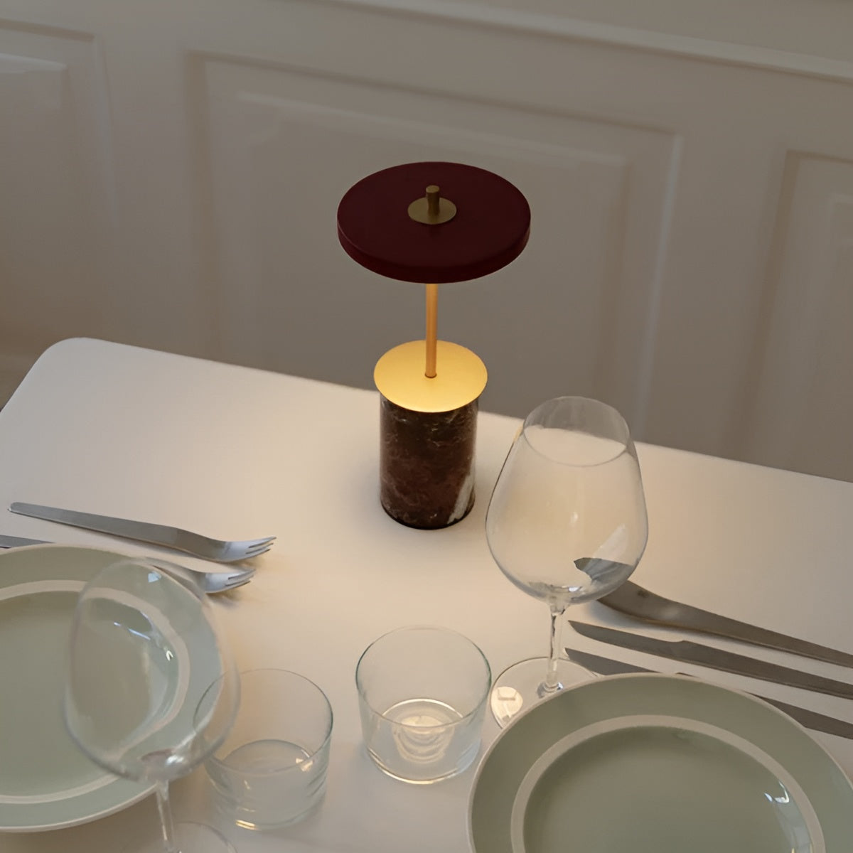 Asteria Move Mini Table Lamp Red Marble with Gold Accent