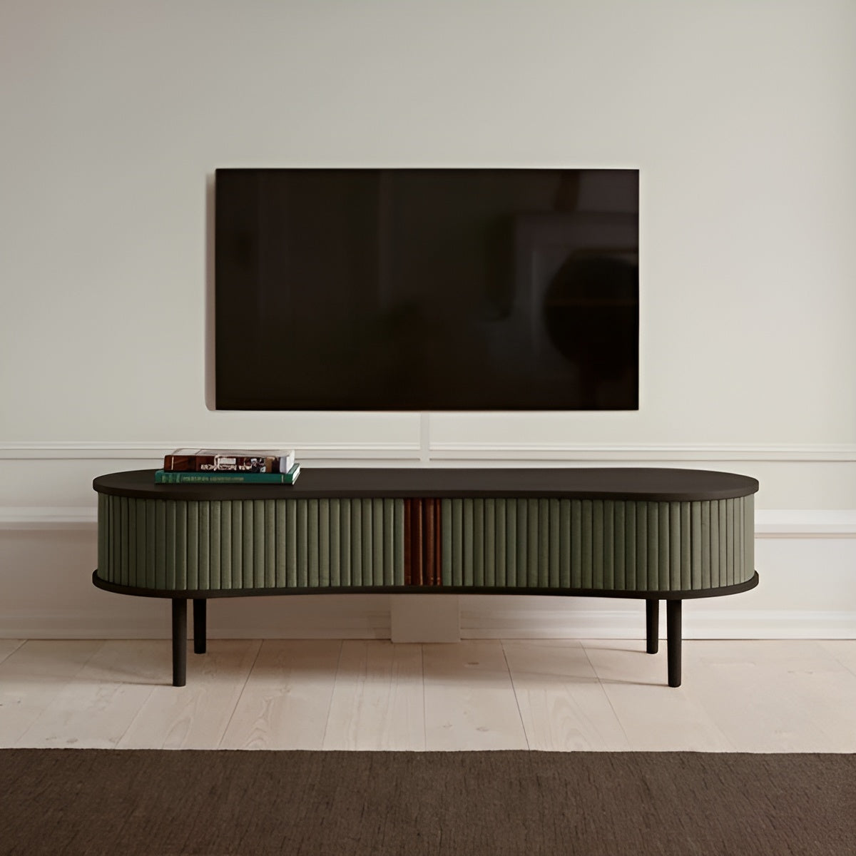 AUDACIOUS TV cabinet green with black oak