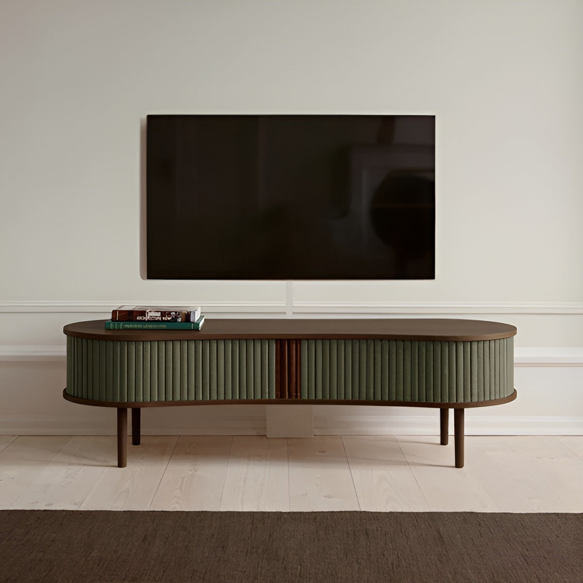 AUDACIOUS TV cabinet green with dark oak