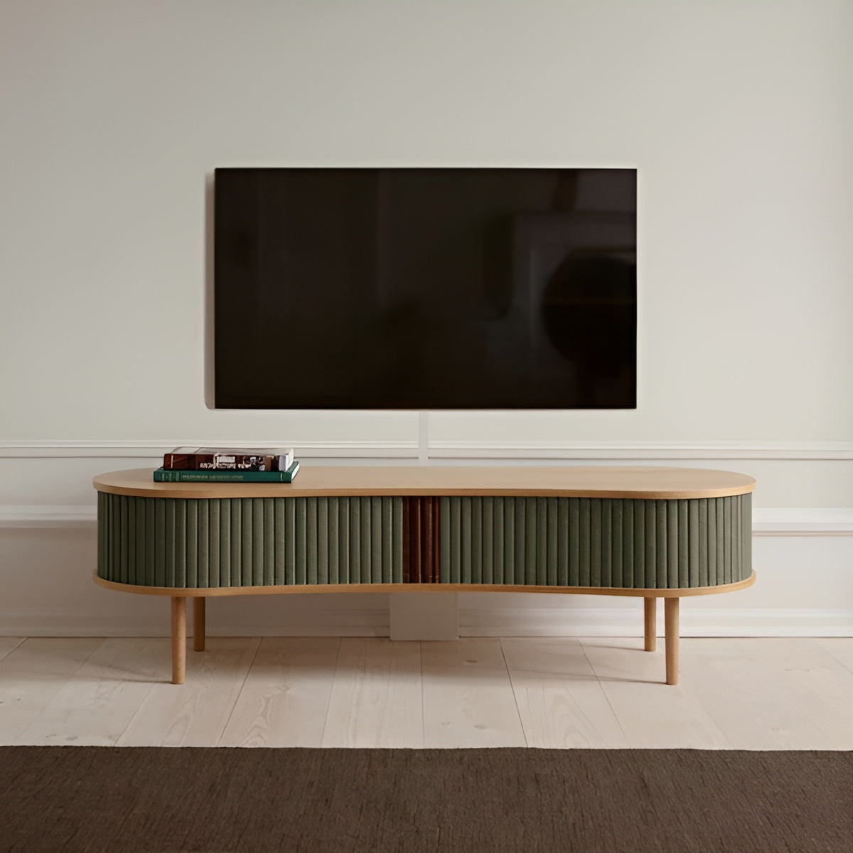 AUDACIOUS TV cabinet green with oak