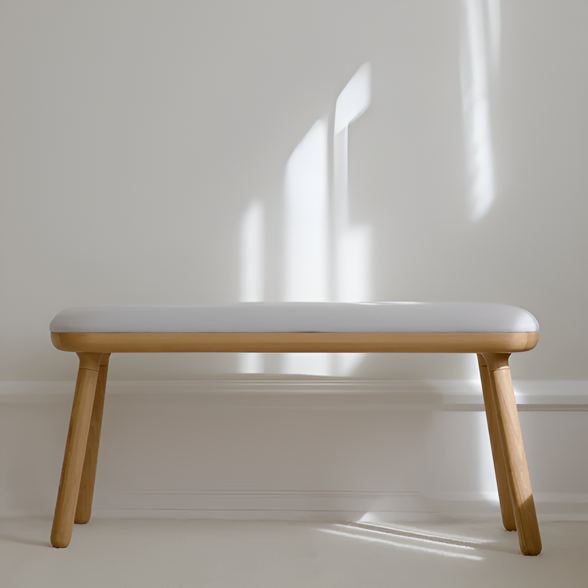 PAFF bench broken white with oak base
