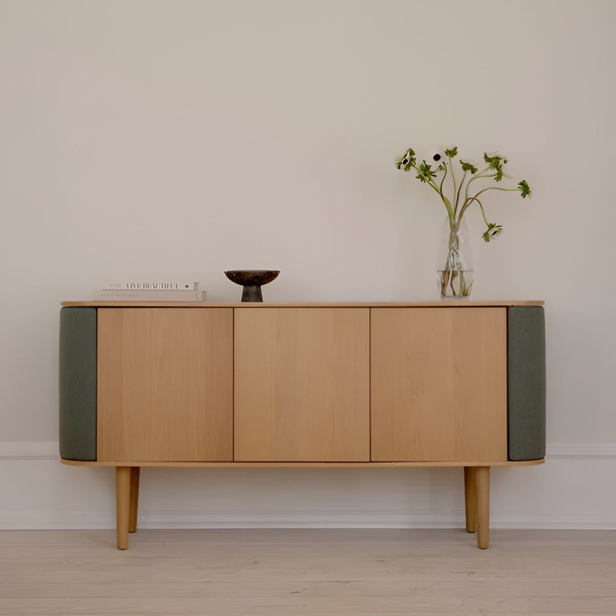 TREASURES chest of drawers green with dark oak