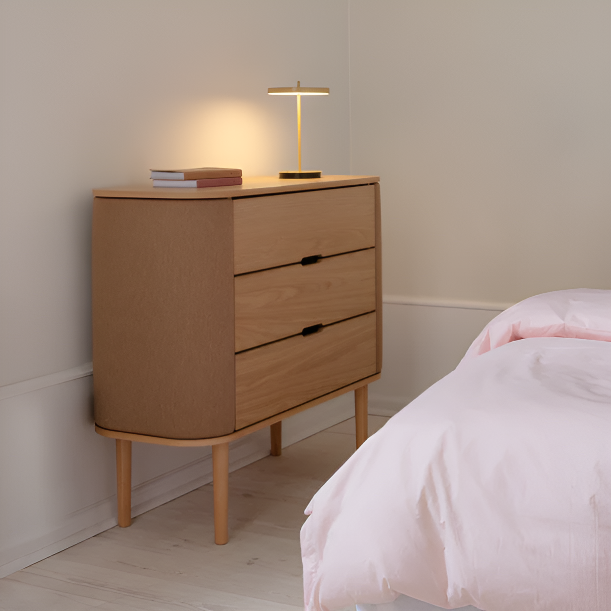 TREASURES cabinet in caramel with an oak base