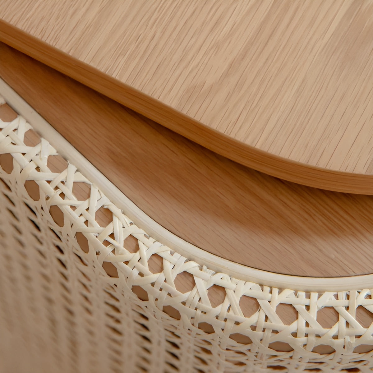 TREASURES cabinet with Venetian reed and oak base