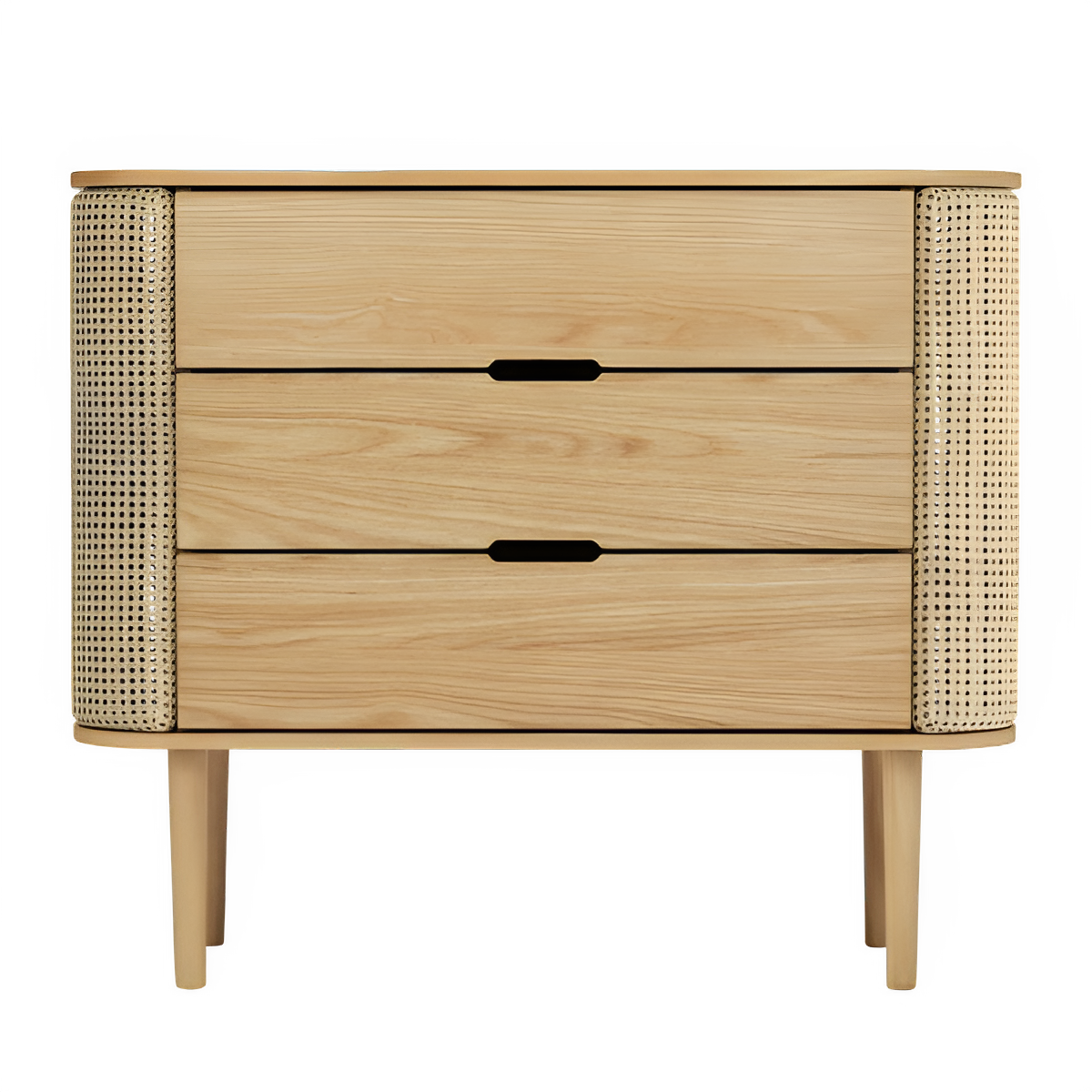 TREASURES cabinet with Venetian reed and oak base