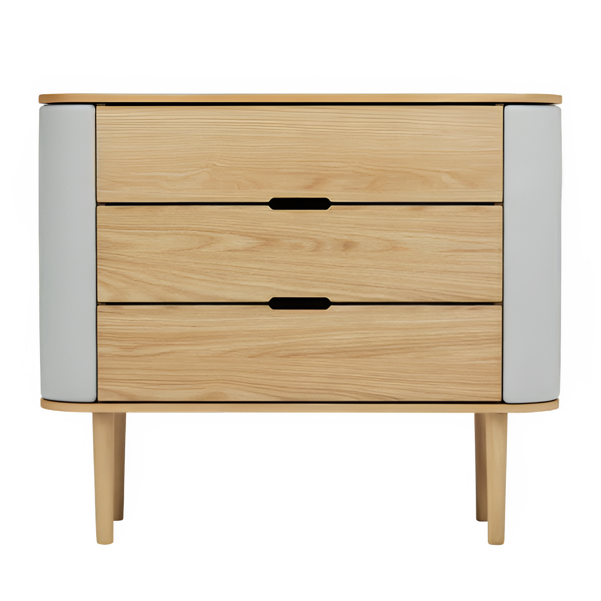 Skříň TREASURES zlomená bílá s dubovým podstavcem