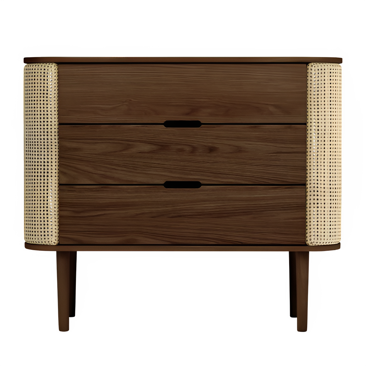 TREASURES cabinet with Venetian reed and dark oak base