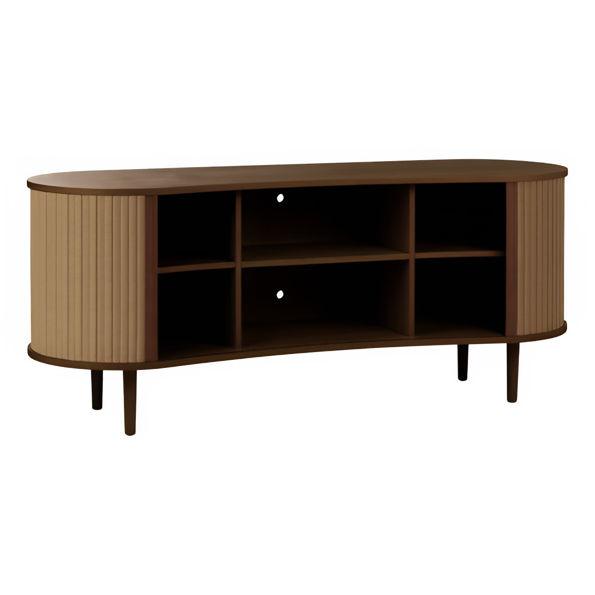 AUDACIOUS caramel RTV cabinet with a dark oak base