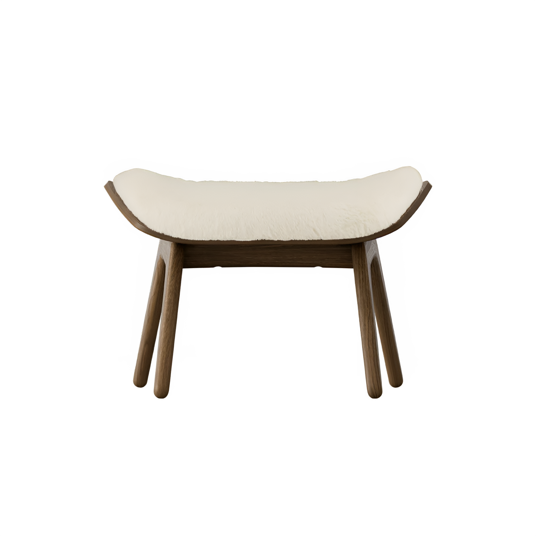 Podnožník READER bílý plyš s tmavě dubovou základnou