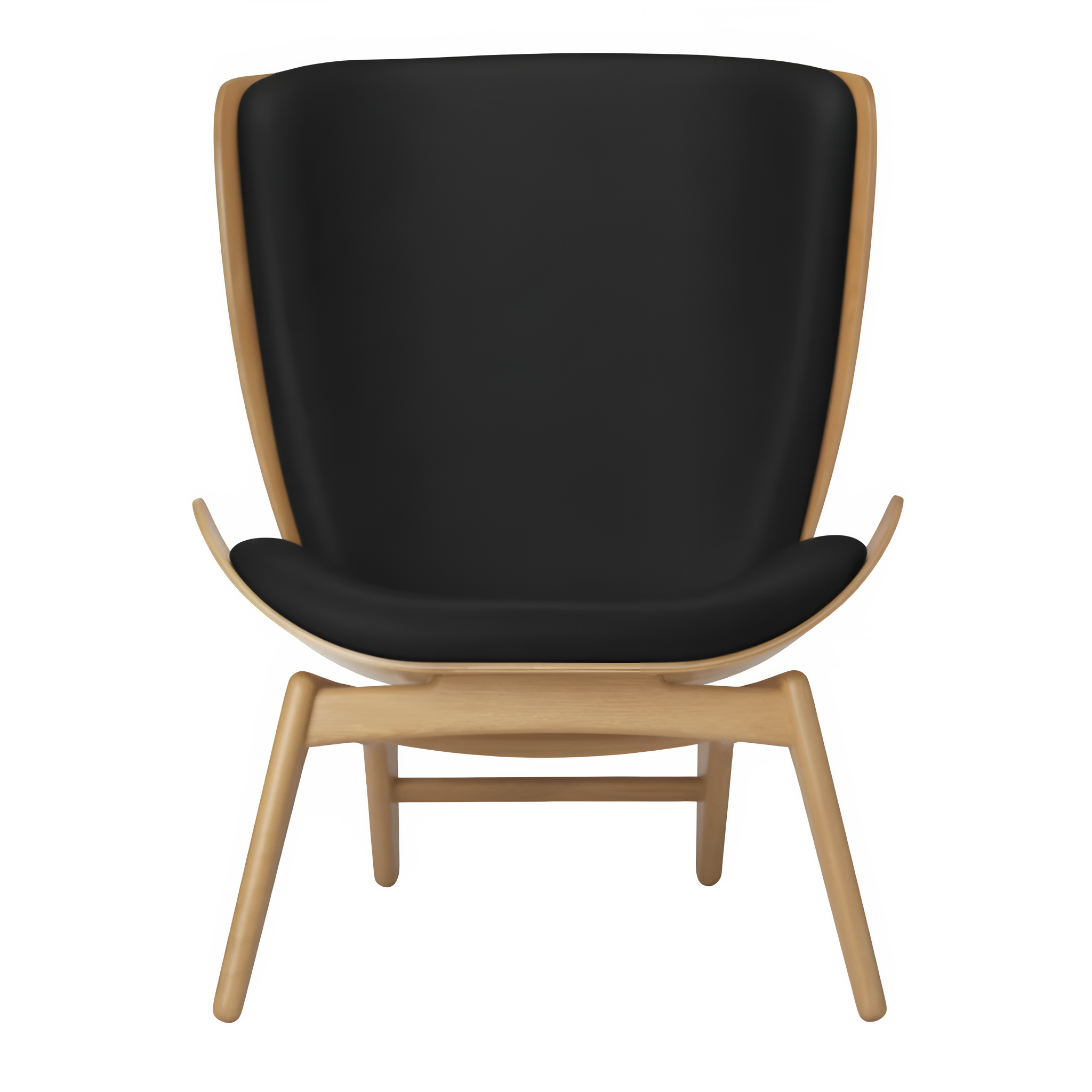 READER armchair black leather with oak base