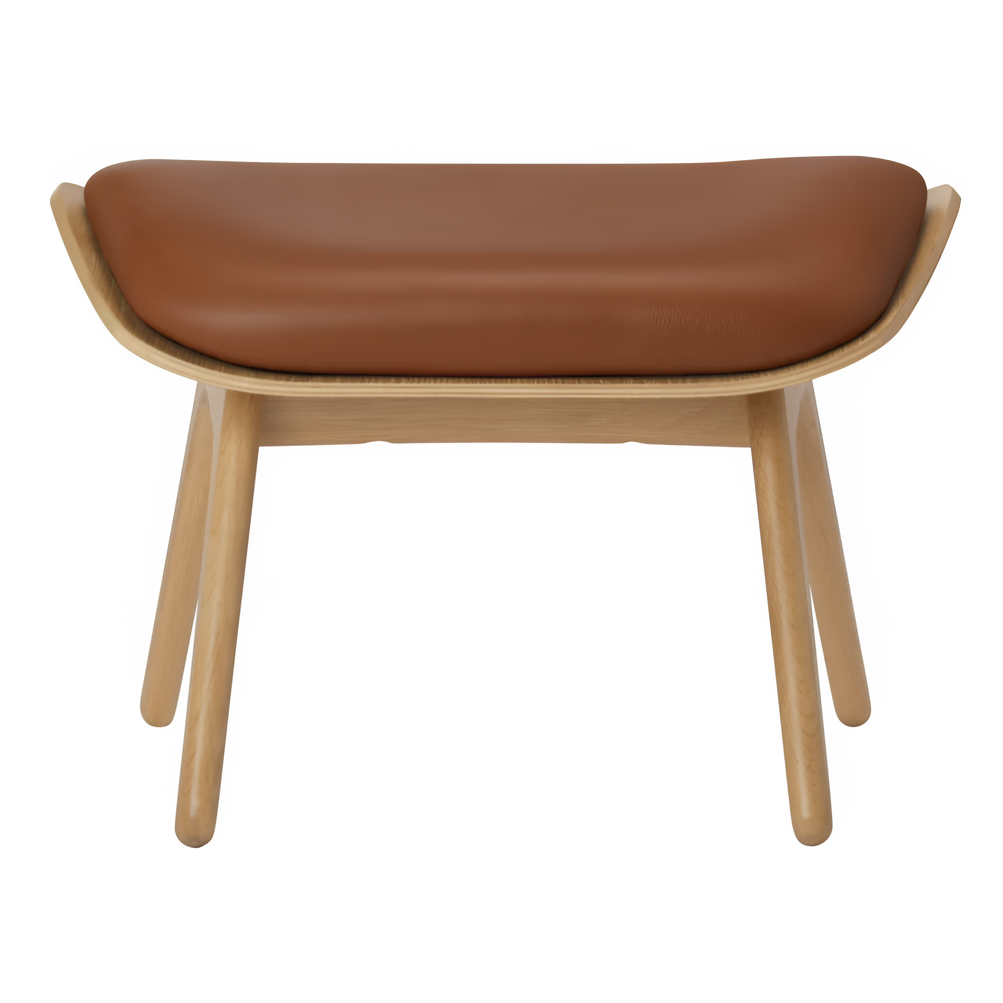 Podnožník READER z koniakové kůže s dubovým podstavcem