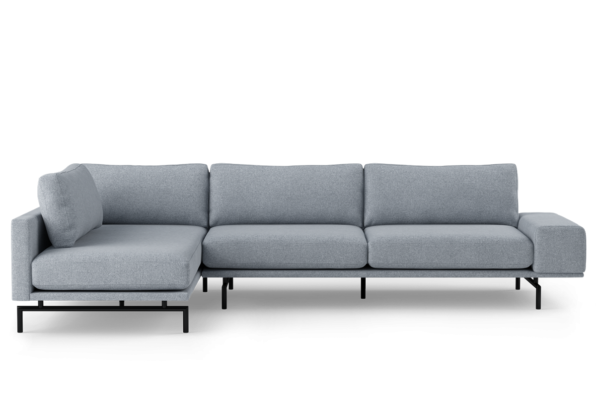 Left-facing 4-seater sofa BRIXTON upholstered with a black base