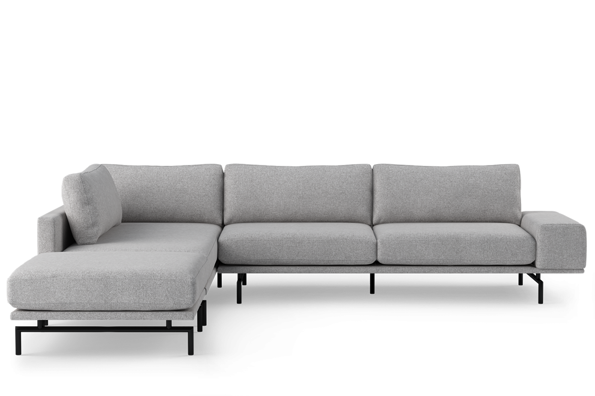 Brixton Upholstered Left-Handed 5-Seater Corner Sofa with Black Base