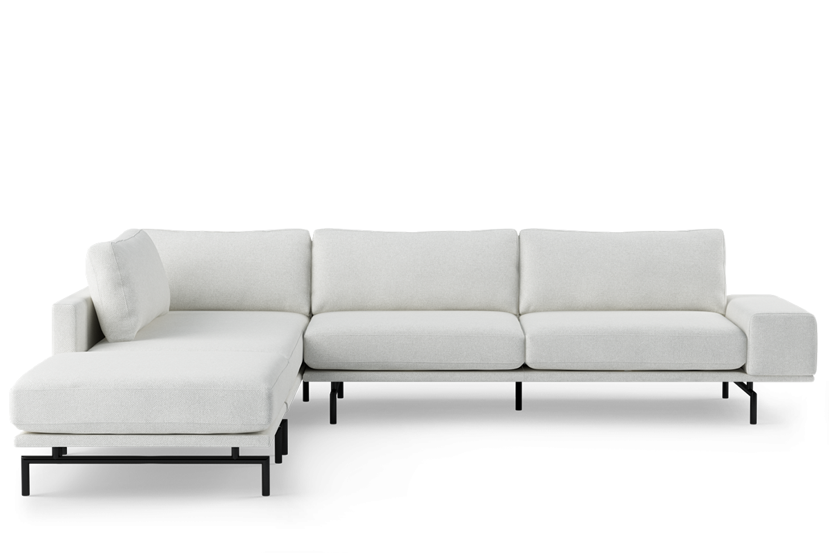 Brixton Upholstered Left-Handed 5-Seater Corner Sofa with Black Base