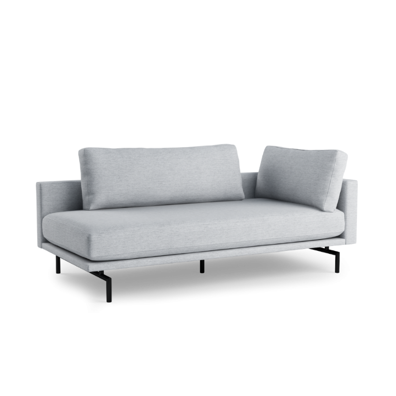 Left-facing BRIXTON upholstered chaise lounge with black base