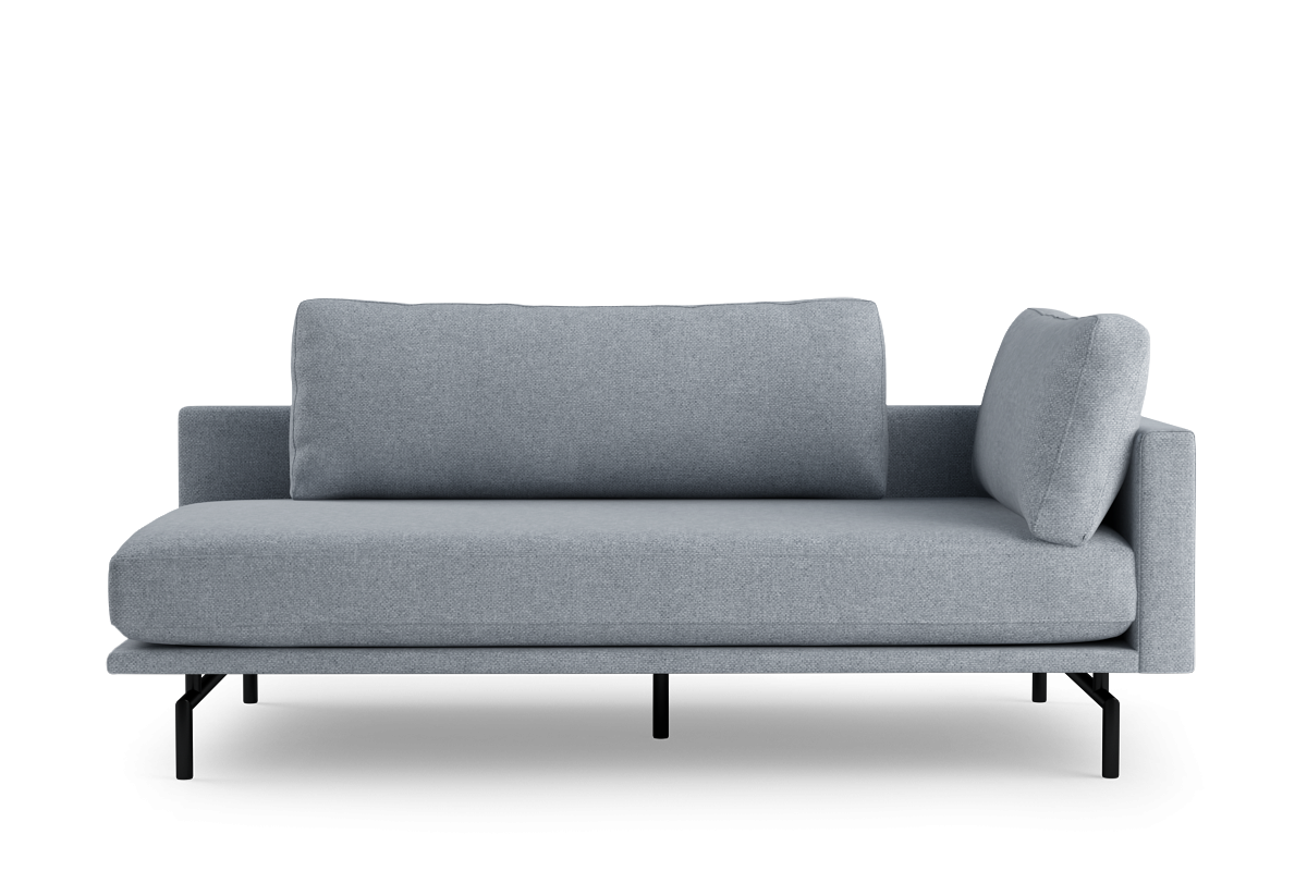 Left-facing BRIXTON upholstered chaise lounge with black base