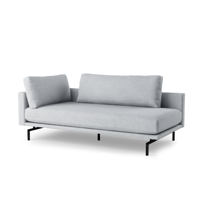 Right-facing BRIXTON upholstered chaise lounge with black base