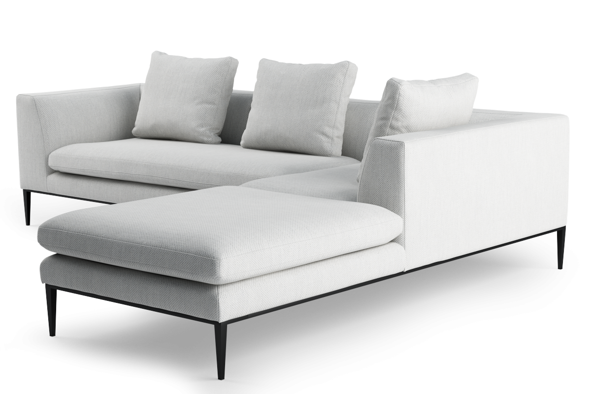 4-Seater Right-Hand Corner Sofa NASH Upholstered with Black Base