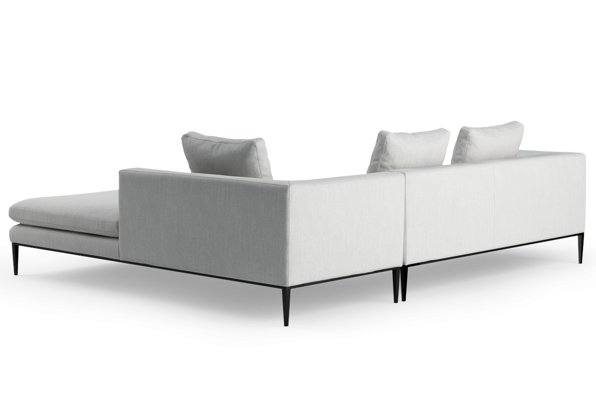 4-Seater Right-Hand Corner Sofa NASH Upholstered with Black Base