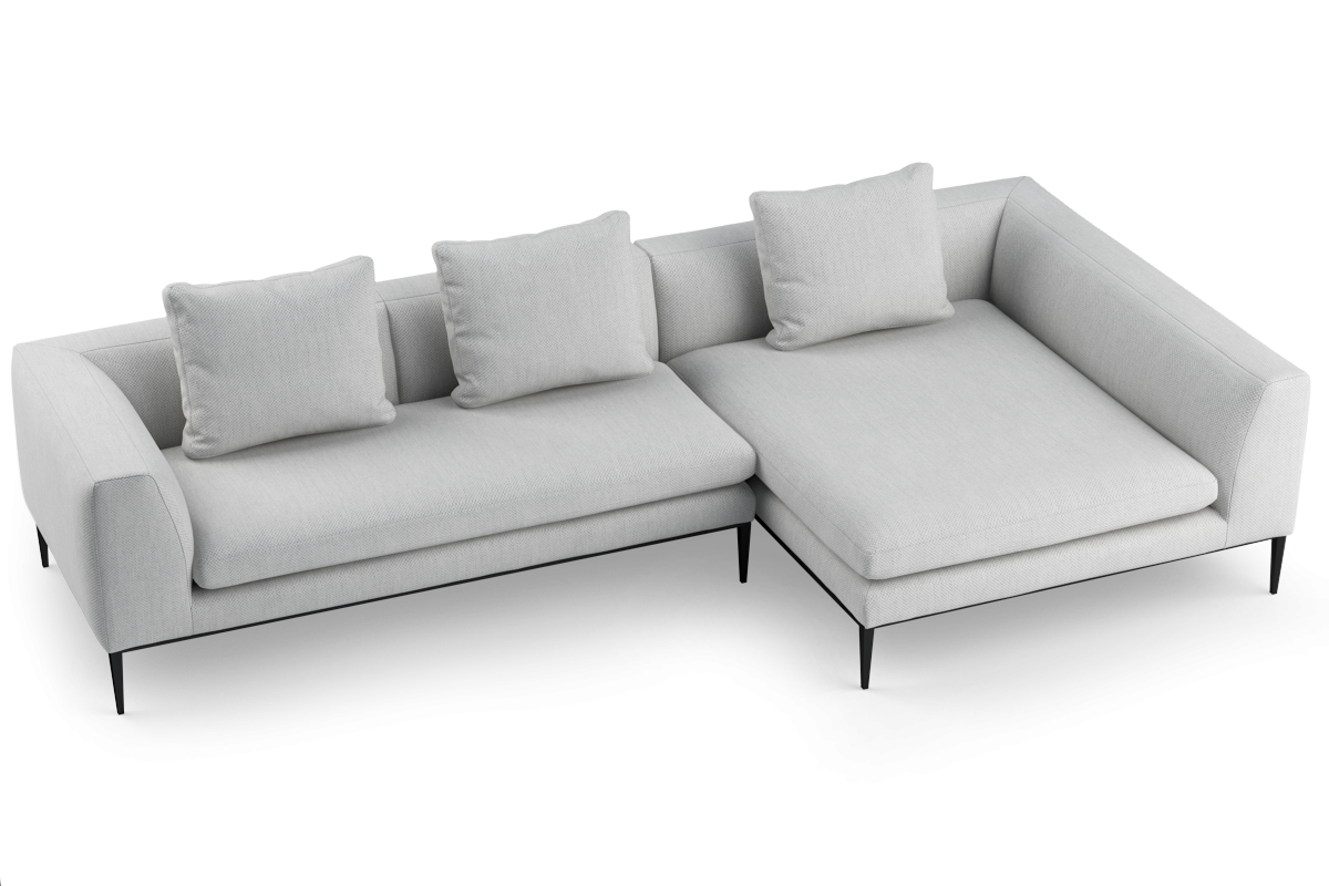 Rohová sedačka pro 3 osoby pravostranná NASH čalouněná s černým podstavcem