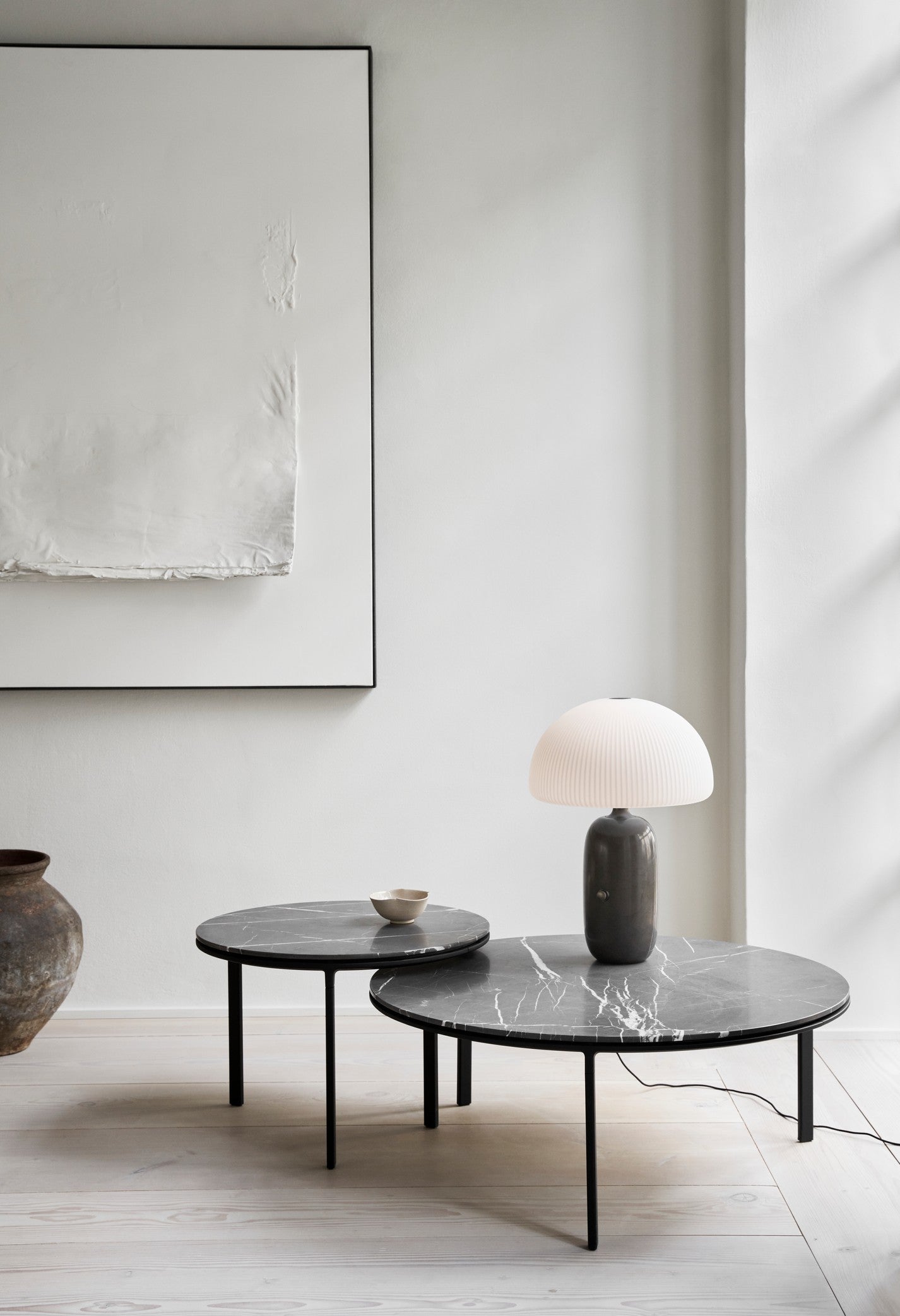Coffee Table 423 Dark Gray Marble Top with Dark Aluminum Base