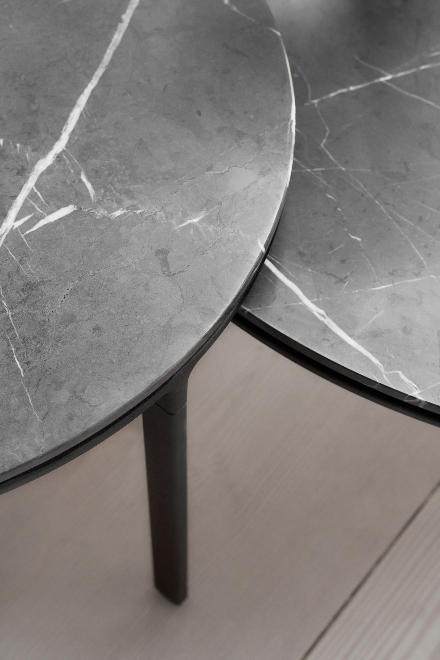 Coffee Table 423 Dark Gray Marble Top with Dark Aluminum Base